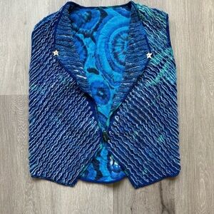 Navy Blue Textured Vest for Layering Unique Unusual